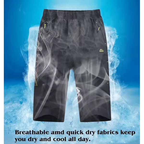 MAGNIVIT Mens 34 Hiking Shorts Below Knee Quick Dry Outdoor Work Cargo Shorts with Zipper PocketsDark Grey