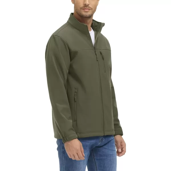 MAGNIVIT Mens Full Zip Fleece Jacket without Hood Windproof Light Slim Fit Causual Coat Hiking GolfArmy Green