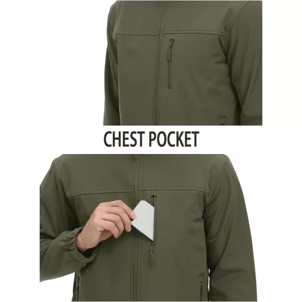 MAGNIVIT Mens Full Zip Fleece Jacket without Hood Windproof Light Slim Fit Causual Coat Hiking GolfArmy Green