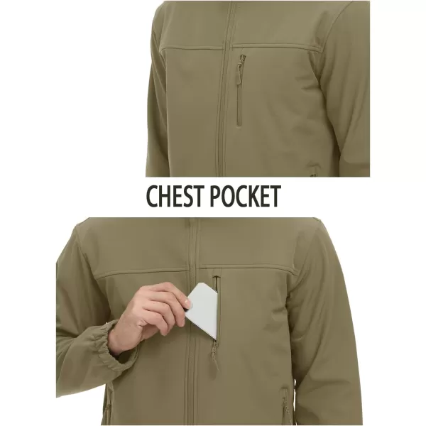 MAGNIVIT Mens Full Zip Fleece Jacket without Hood Windproof Light Slim Fit Causual Coat Hiking GolfKhaki