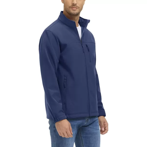 MAGNIVIT Mens Full Zip Fleece Jacket without Hood Windproof Light Slim Fit Causual Coat Hiking GolfNavy Blue