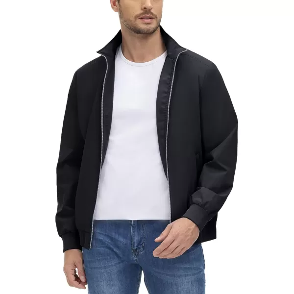 MAGNIVIT Mens Full Zip Jacket without Hood Windproof Water Resistant Light Thin Casual JacketBlack