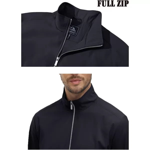 MAGNIVIT Mens Full Zip Jacket without Hood Windproof Water Resistant Light Thin Casual JacketBlack