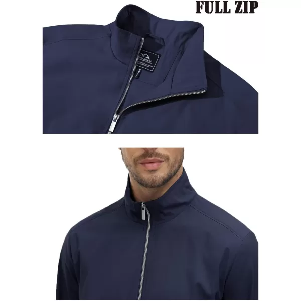 MAGNIVIT Mens Full Zip Jacket without Hood Windproof Water Resistant Light Thin Casual JacketNavy Blue