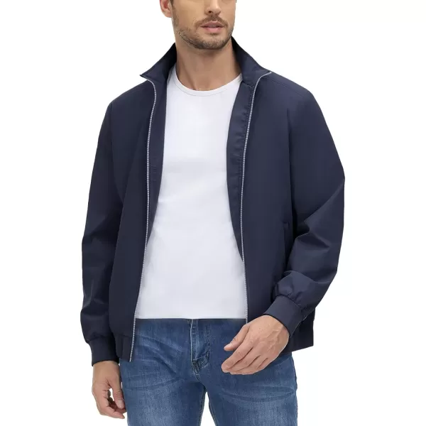 MAGNIVIT Mens Full Zip Jacket without Hood Windproof Water Resistant Light Thin Casual JacketNavy Blue