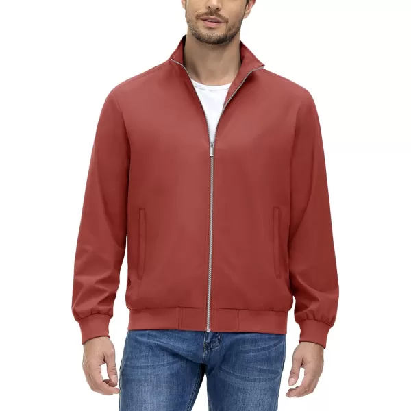 MAGNIVIT Mens Full Zip Jacket without Hood Windproof Water Resistant Light Thin Casual JacketOrange Red