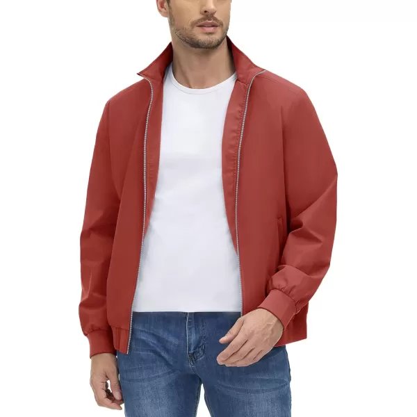 MAGNIVIT Mens Full Zip Jacket without Hood Windproof Water Resistant Light Thin Casual JacketOrange Red