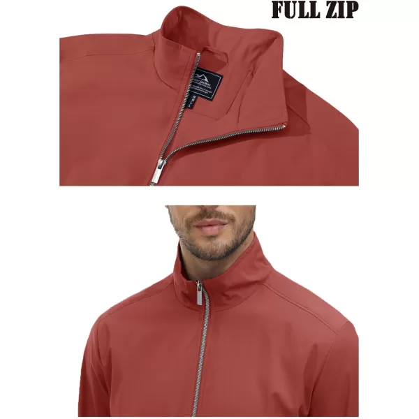 MAGNIVIT Mens Full Zip Jacket without Hood Windproof Water Resistant Light Thin Casual JacketOrange Red