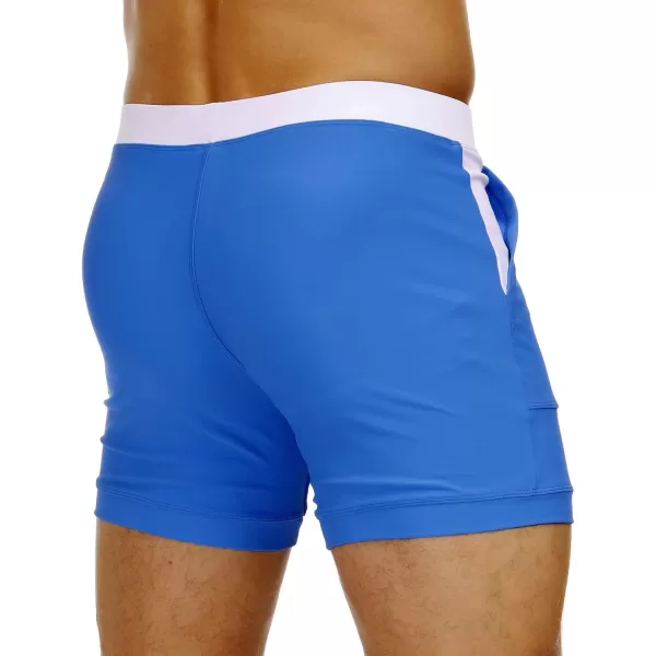 MAGNIVIT Mens Swimwear Swimsuits Solid Basic Long Swim Sport Trunks Board Shorts with PocketsBlue