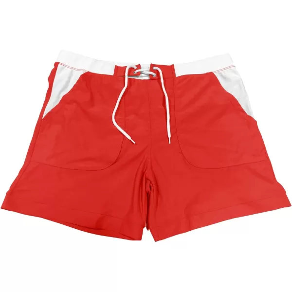 MAGNIVIT Mens Swimwear Swimsuits Solid Basic Long Swim Sport Trunks Board Shorts with PocketsRed