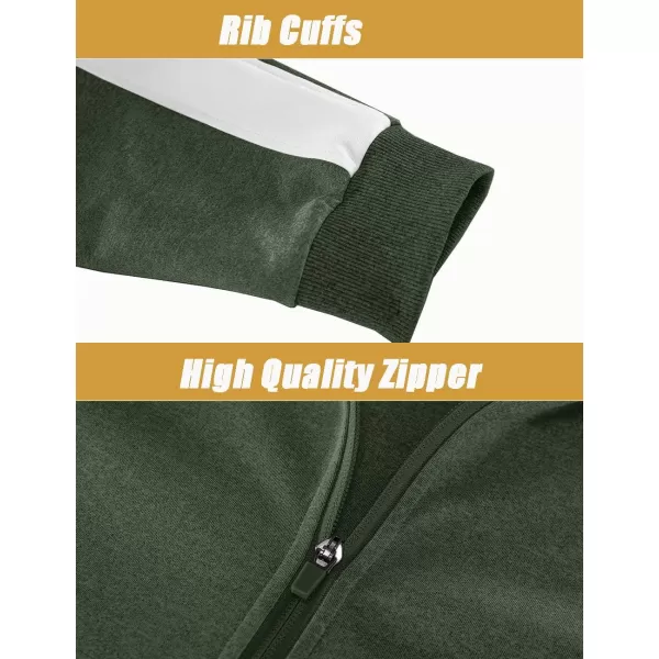MAGNIVIT Mens Tracksuit 2 Piece Athletic Full Zip Jogging Running Suits SetArmy Green