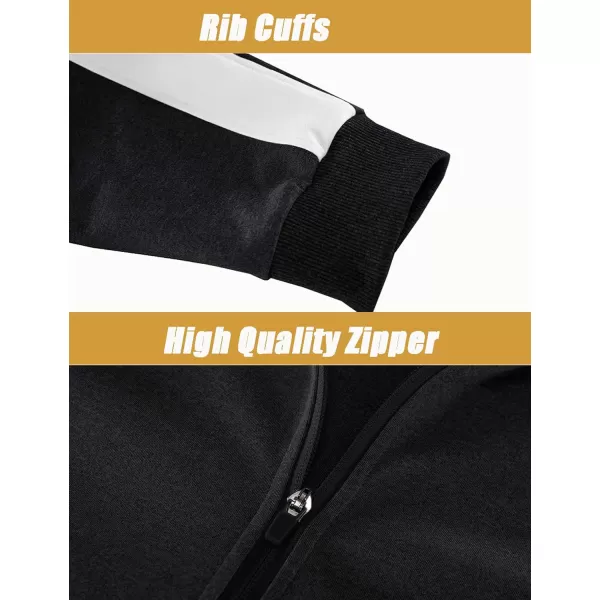 MAGNIVIT Mens Tracksuit 2 Piece Athletic Full Zip Jogging Running Suits SetBlack