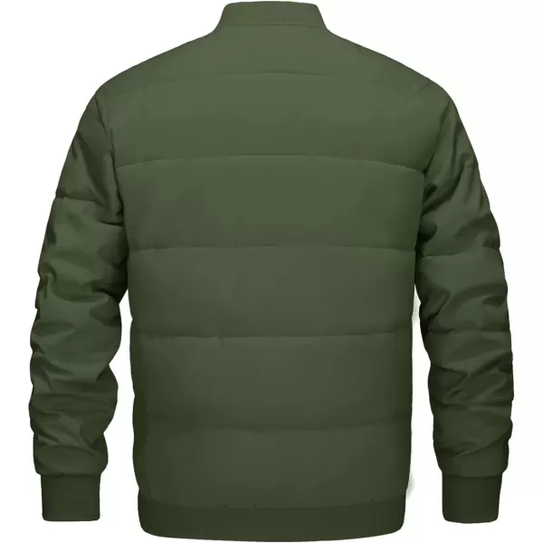 MAGNIVIT Mens Winter Bomber Jacket Quilted Full Zip Up Windproof Warm Coat Work Casual Athletic JacketArmy Green