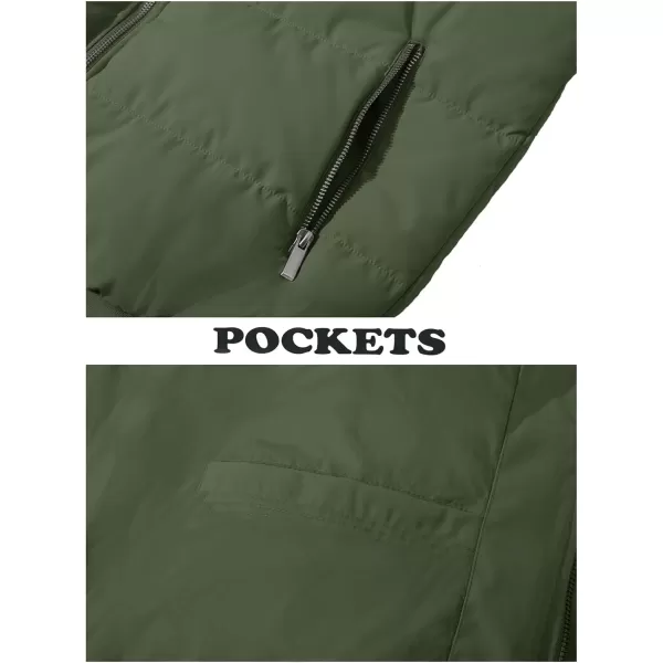 MAGNIVIT Mens Winter Bomber Jacket Quilted Full Zip Up Windproof Warm Coat Work Casual Athletic JacketArmy Green