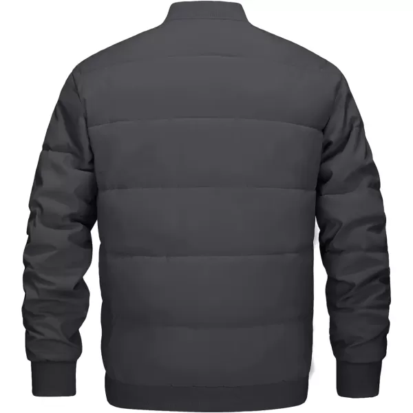 MAGNIVIT Mens Winter Bomber Jacket Quilted Full Zip Up Windproof Warm Coat Work Casual Athletic JacketDark Grey