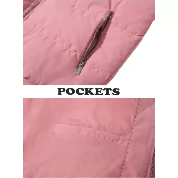 MAGNIVIT Mens Winter Bomber Jacket Quilted Full Zip Up Windproof Warm Coat Work Casual Athletic JacketPink Grey