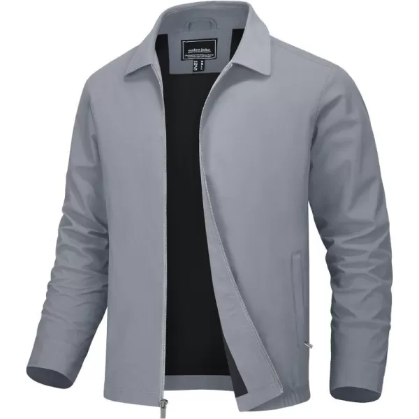 MAGNIVIT Mens Front Zip Panel Jacket Light Thin Casual Coat Water Resistant Sport Jacket Golf HikingLight Grey