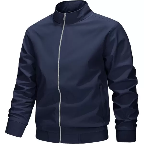 MAGNIVIT Mens Full Zip Jacket without Hood Windproof Water Resistant Light Thin Casual JacketNavy Blue