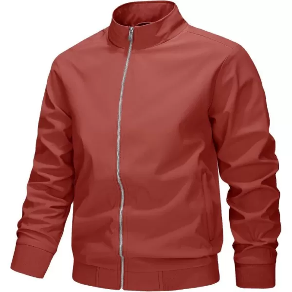 MAGNIVIT Mens Full Zip Jacket without Hood Windproof Water Resistant Light Thin Casual JacketOrange Red