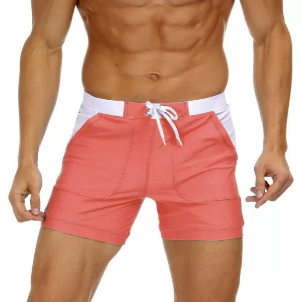 MAGNIVIT Mens Swimwear Swimsuits Solid Basic Long Swim Sport Trunks Board Shorts with PocketsWatermelon Red