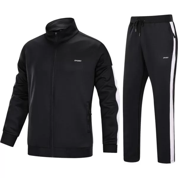 MAGNIVIT Mens Tracksuit 2 Piece Athletic Full Zip Jogging Running Suits SetBlack