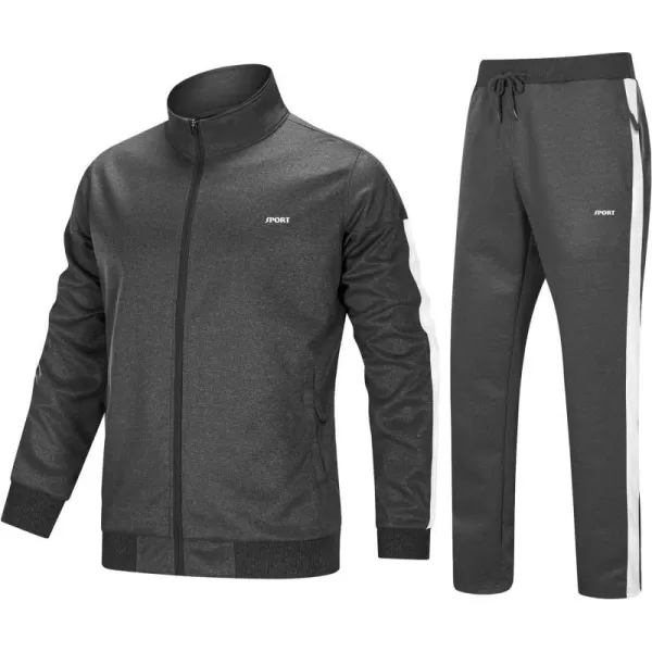 MAGNIVIT Mens Tracksuit 2 Piece Athletic Full Zip Jogging Running Suits SetDark Grey