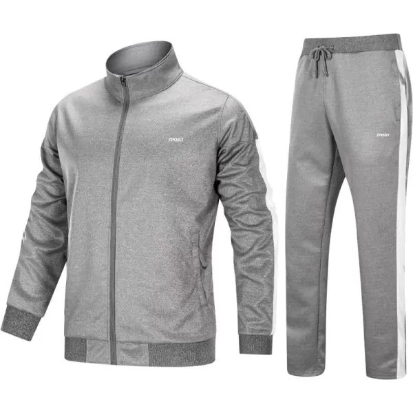 MAGNIVIT Mens Tracksuit 2 Piece Athletic Full Zip Jogging Running Suits SetGrey