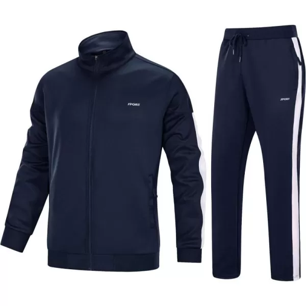 MAGNIVIT Mens Tracksuit 2 Piece Athletic Full Zip Jogging Running Suits SetNavy Blue