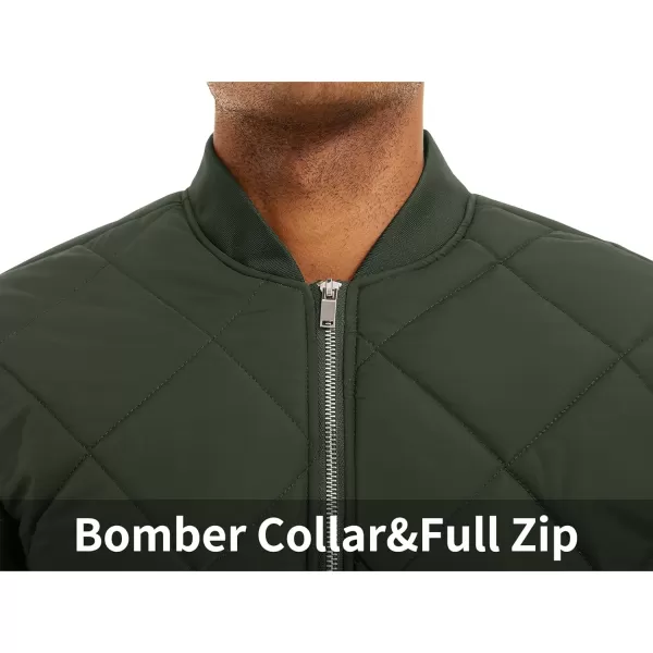 MAGNIVIT Mens Bomber Jacket Winter Fall Quilted Puffer Jacket Warm Padded CoatsArmy Green