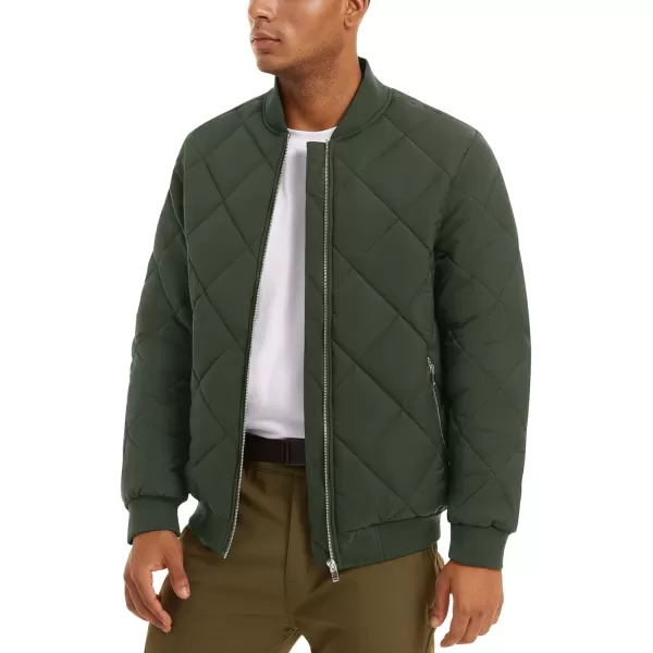 MAGNIVIT Mens Bomber Jacket Winter Fall Quilted Puffer Jacket Warm Padded CoatsArmy Green