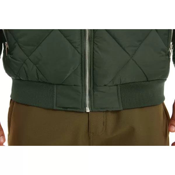 MAGNIVIT Mens Bomber Jacket Winter Fall Quilted Puffer Jacket Warm Padded CoatsArmy Green