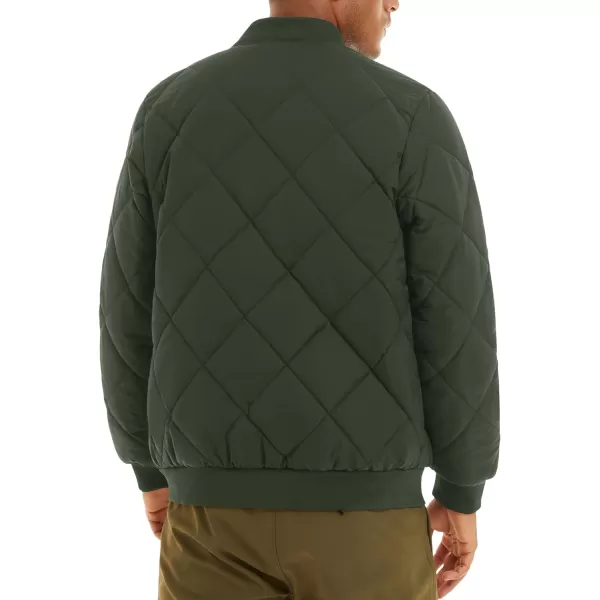 MAGNIVIT Mens Bomber Jacket Winter Fall Quilted Puffer Jacket Warm Padded CoatsArmy Green