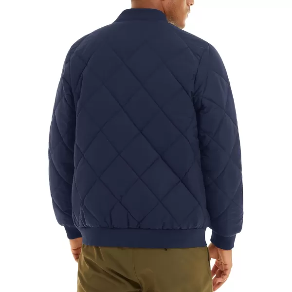 MAGNIVIT Mens Bomber Jacket Winter Fall Quilted Puffer Jacket Warm Padded CoatsNavy Blue