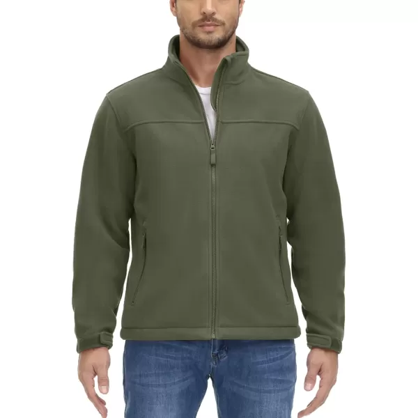 MAGNIVIT Mens Full Zip Up Jacket without Hood Tactical Jacket Windproof Light Slim Fit Causual Coat Hiking GolfArmy Green