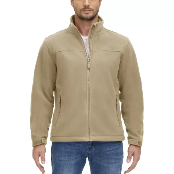 MAGNIVIT Mens Full Zip Up Jacket without Hood Tactical Jacket Windproof Light Slim Fit Causual Coat Hiking GolfKhaki