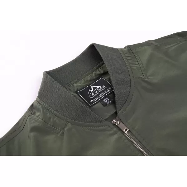 MAGNIVIT Mens Lightweight Bomber Jacket Windbreaker Softshell Varsity Jacket CoatArmy Green