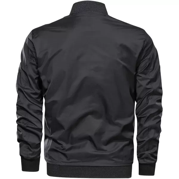 MAGNIVIT Mens Lightweight Bomber Jacket Windbreaker Softshell Varsity Jacket CoatBlack