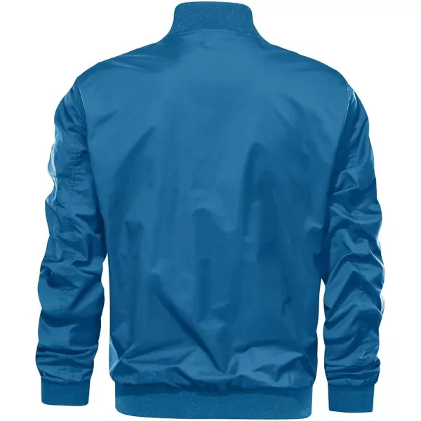 MAGNIVIT Mens Lightweight Bomber Jacket Windbreaker Softshell Varsity Jacket CoatBlue Green