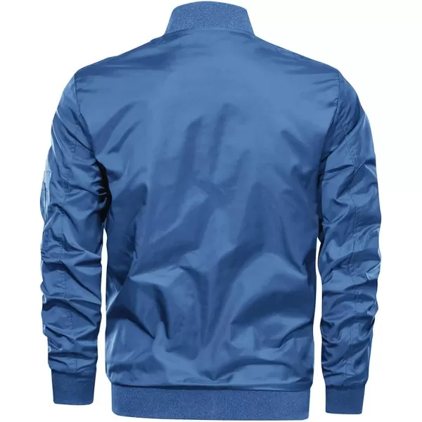 MAGNIVIT Mens Lightweight Bomber Jacket Windbreaker Softshell Varsity Jacket CoatBright Blue