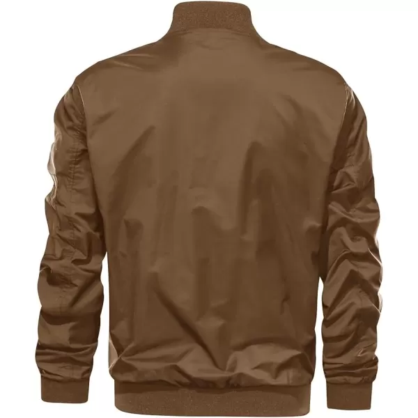 MAGNIVIT Mens Lightweight Bomber Jacket Windbreaker Softshell Varsity Jacket CoatBrown