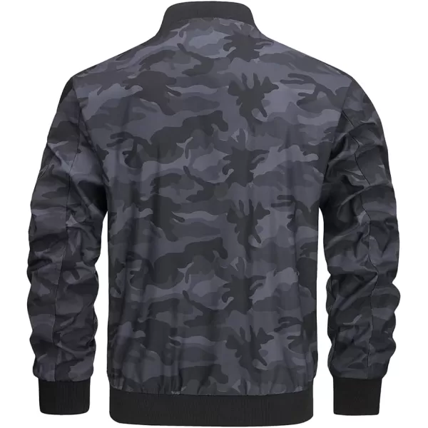 MAGNIVIT Mens Lightweight Bomber Jacket Windbreaker Softshell Varsity Jacket CoatCamo Black