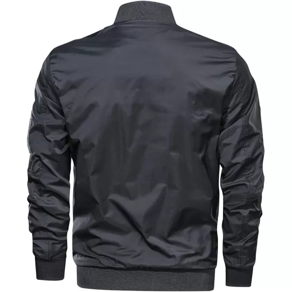 MAGNIVIT Mens Lightweight Bomber Jacket Windbreaker Softshell Varsity Jacket CoatDark Grey