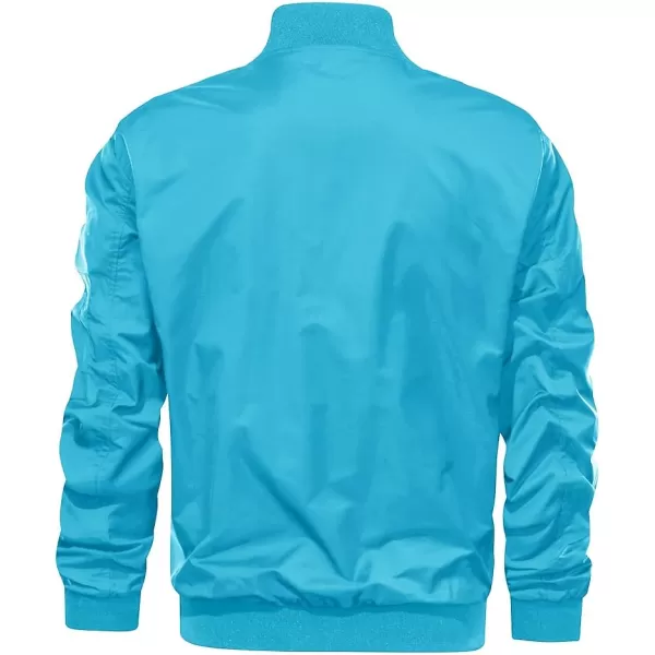 MAGNIVIT Mens Lightweight Bomber Jacket Windbreaker Softshell Varsity Jacket CoatIce Blue