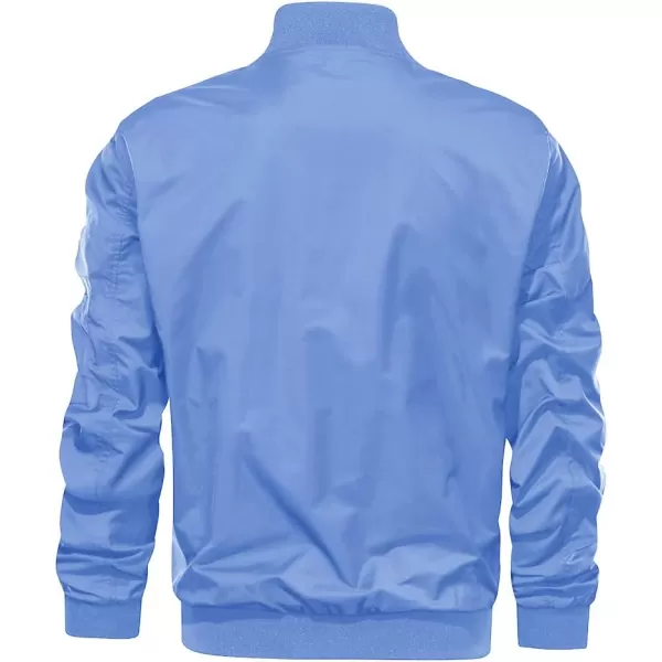 MAGNIVIT Mens Lightweight Bomber Jacket Windbreaker Softshell Varsity Jacket CoatLight Blue