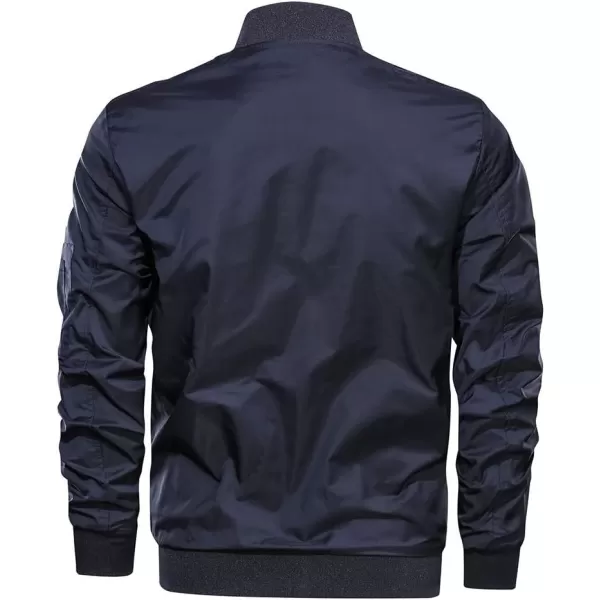 MAGNIVIT Mens Lightweight Bomber Jacket Windbreaker Softshell Varsity Jacket CoatNavy Blue