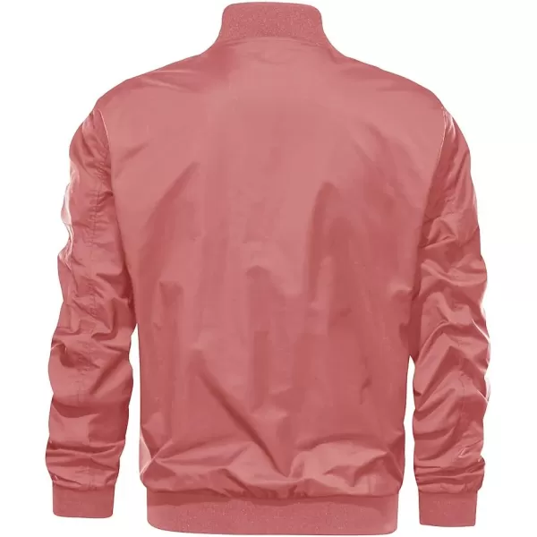 MAGNIVIT Mens Lightweight Bomber Jacket Windbreaker Softshell Varsity Jacket CoatPink