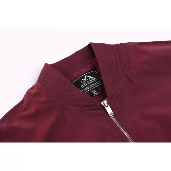 MAGNIVIT Mens Lightweight Bomber Jacket Windbreaker Softshell Varsity Jacket CoatWine Red