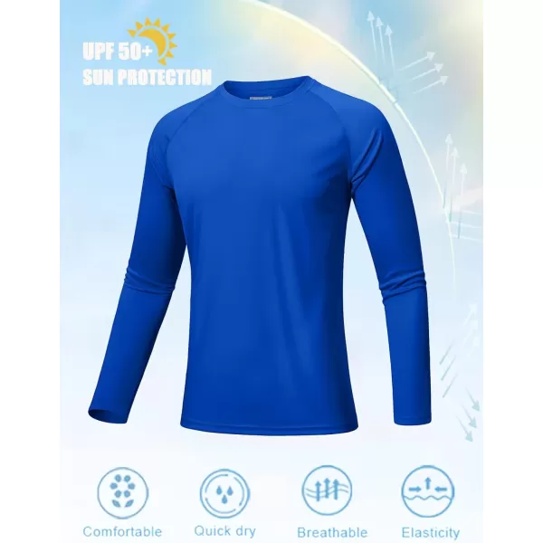 MAGNIVIT Mens Long Sleeve Sun Protection Shirts UPF 50 Rash Guard Shirt Running Swimming Hiking TShirt Quick DryBright Blue