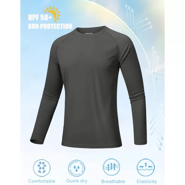 MAGNIVIT Mens Long Sleeve Sun Protection Shirts UPF 50 Rash Guard Shirt Running Swimming Hiking TShirt Quick DryDark Grey