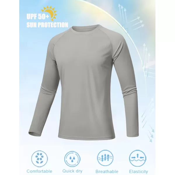 MAGNIVIT Mens Long Sleeve Sun Protection Shirts UPF 50 Rash Guard Shirt Running Swimming Hiking TShirt Quick DryGrey